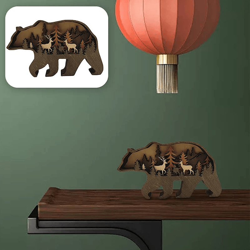 Creative Forest Animal Decoration in Wood - Handmade Wall Art