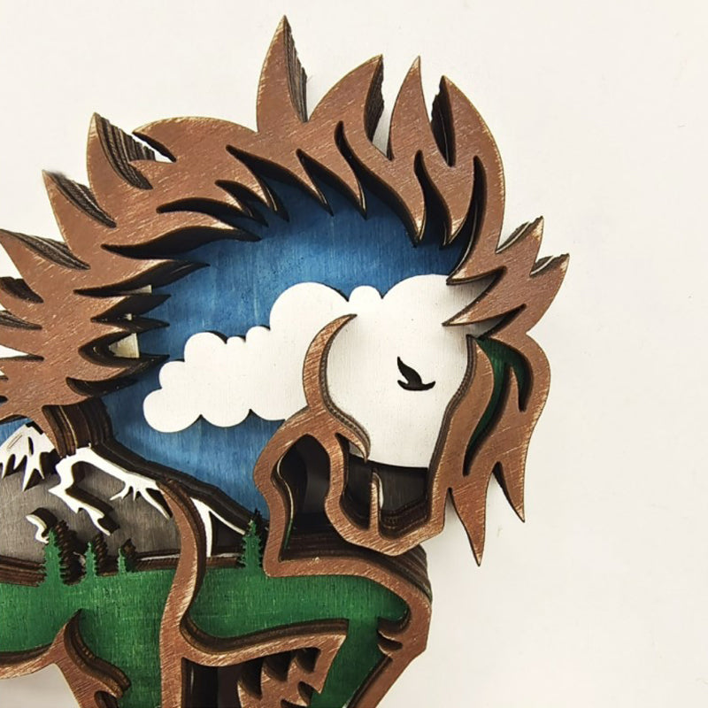 Creative Forest Animal Decoration in Wood - Handmade Wall Art