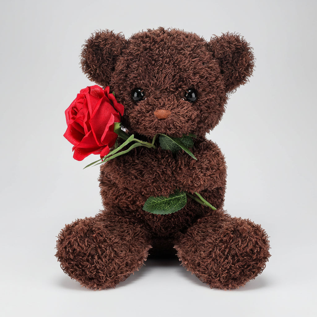 Cuddly Bear with Rose Cute Valentine's Day Gift