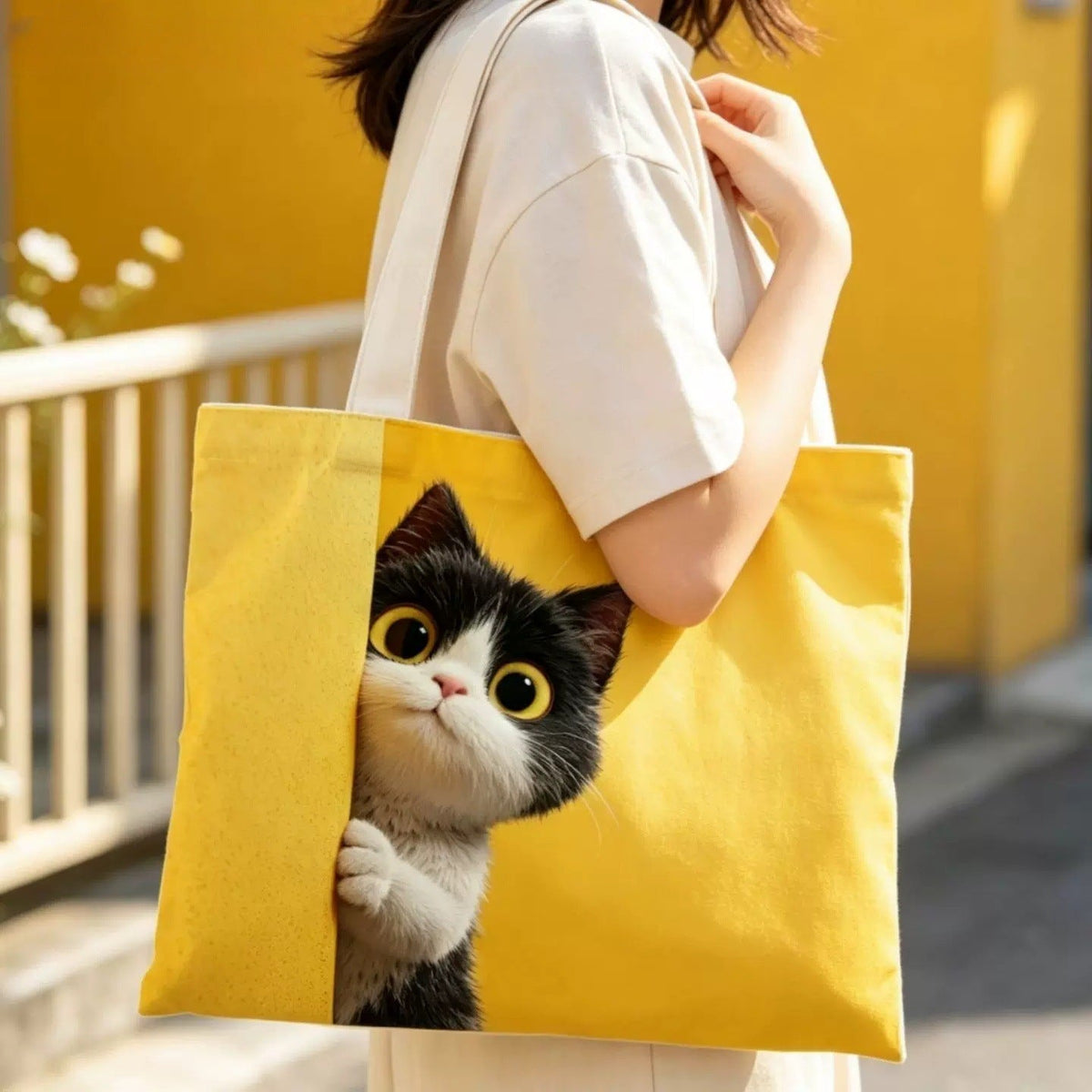 Cute Cat Illustration Tote Bag