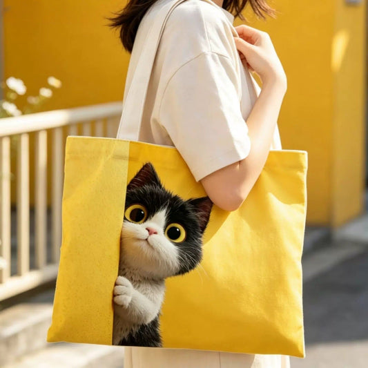 Cute Cat Illustration Tote Bag