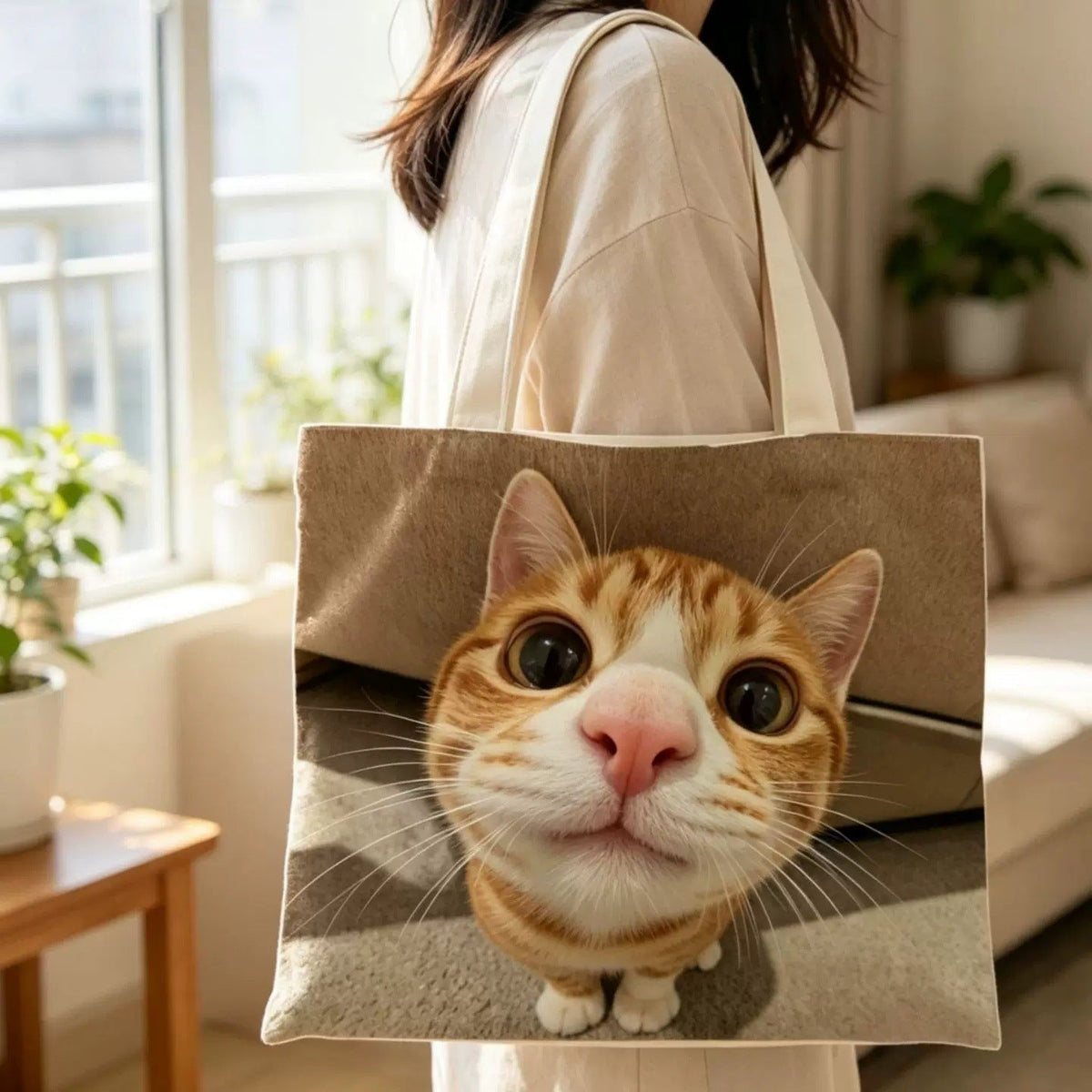 Cute Cat Illustration Tote Bag