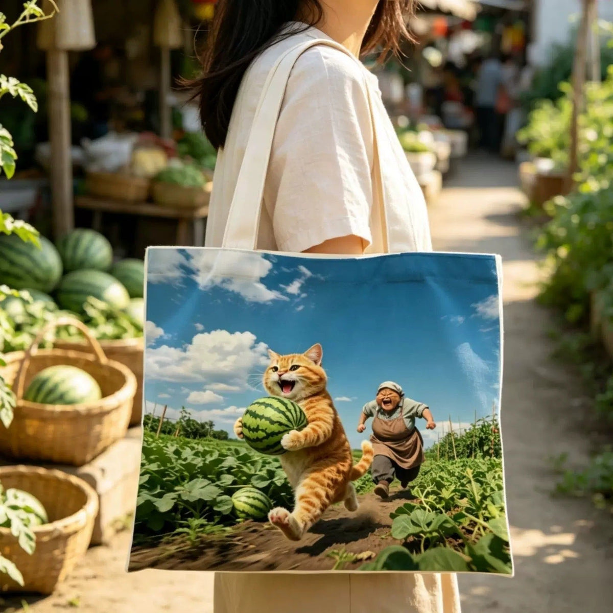 Cute Cat Illustration Tote Bag