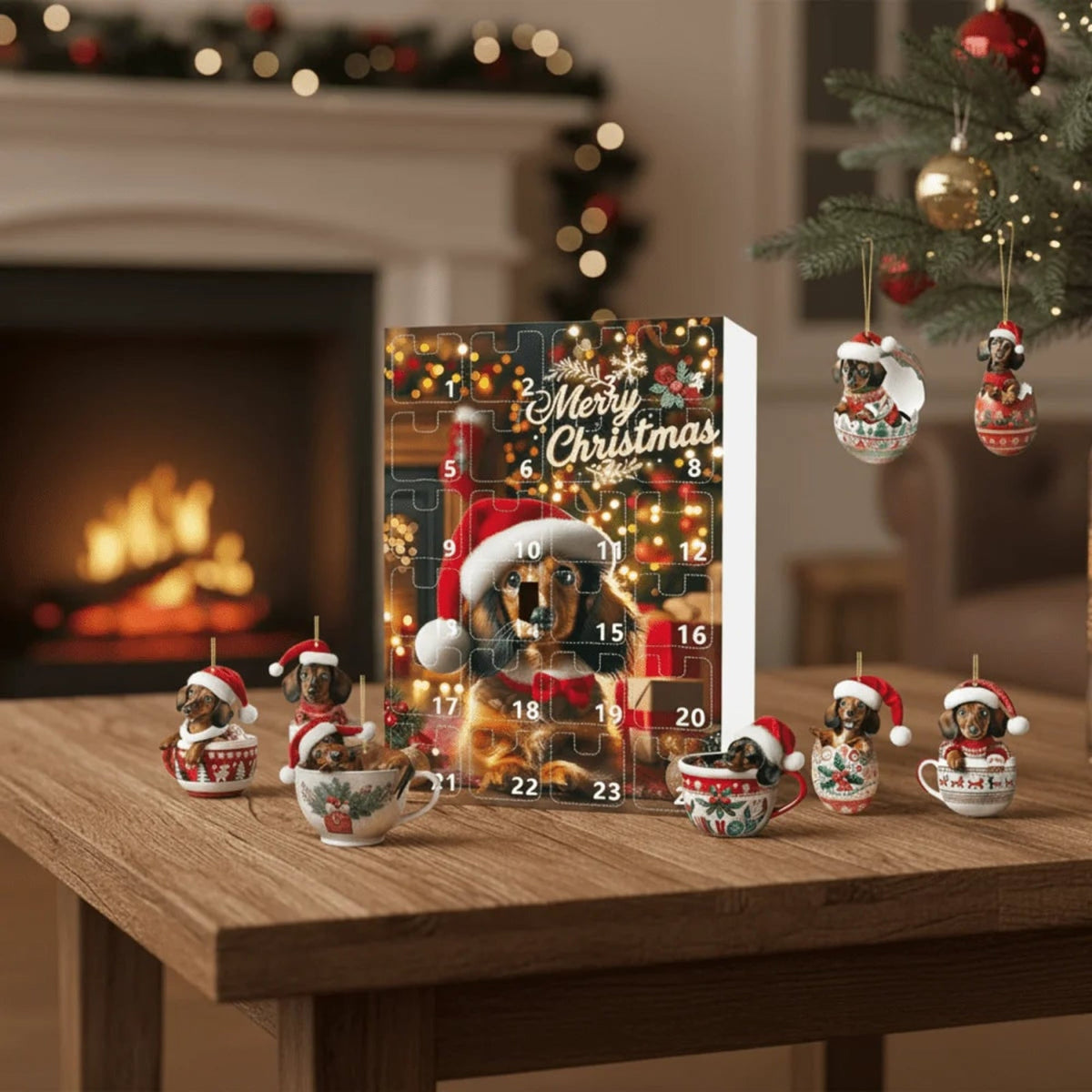 Dachshund Dog Christmas Advent Calendar with 24 Themed Toys and Accessories
