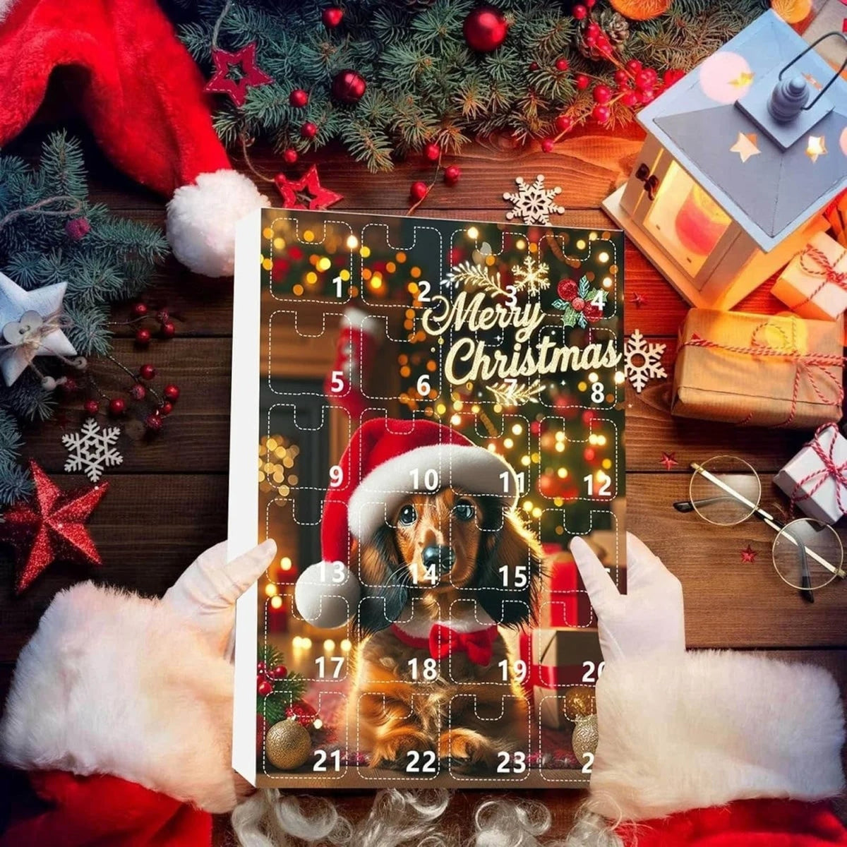 Dachshund Dog Christmas Advent Calendar with 24 Themed Toys and Accessories
