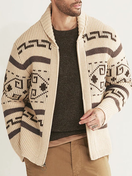 Image of Dakota | Men's Zip-Up Patterned Cardigan