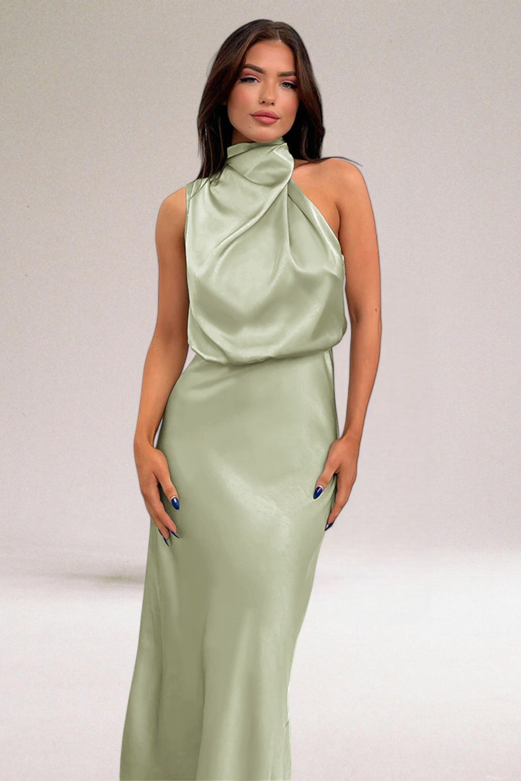 Image of Danielle | Women's Sleeveless Halter Midi Dress