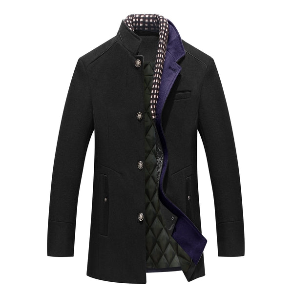 Image of Davin | Men's Button-Front Mid-Length Overcoat