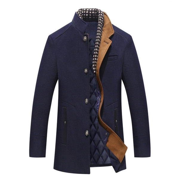 Image of Davin | Men's Button-Front Mid-Length Overcoat