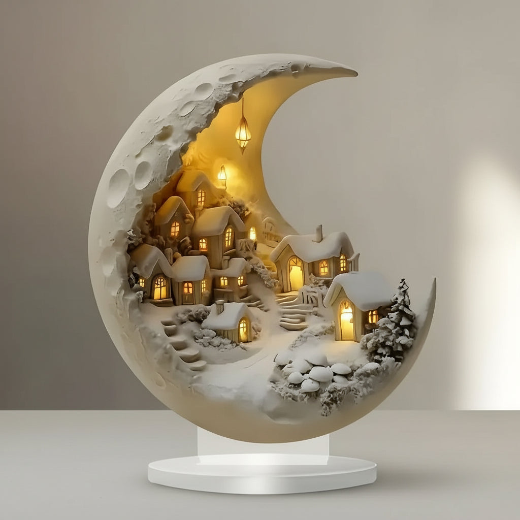 Decorative Acrylic Moon Lamp Village Ambient Home Light