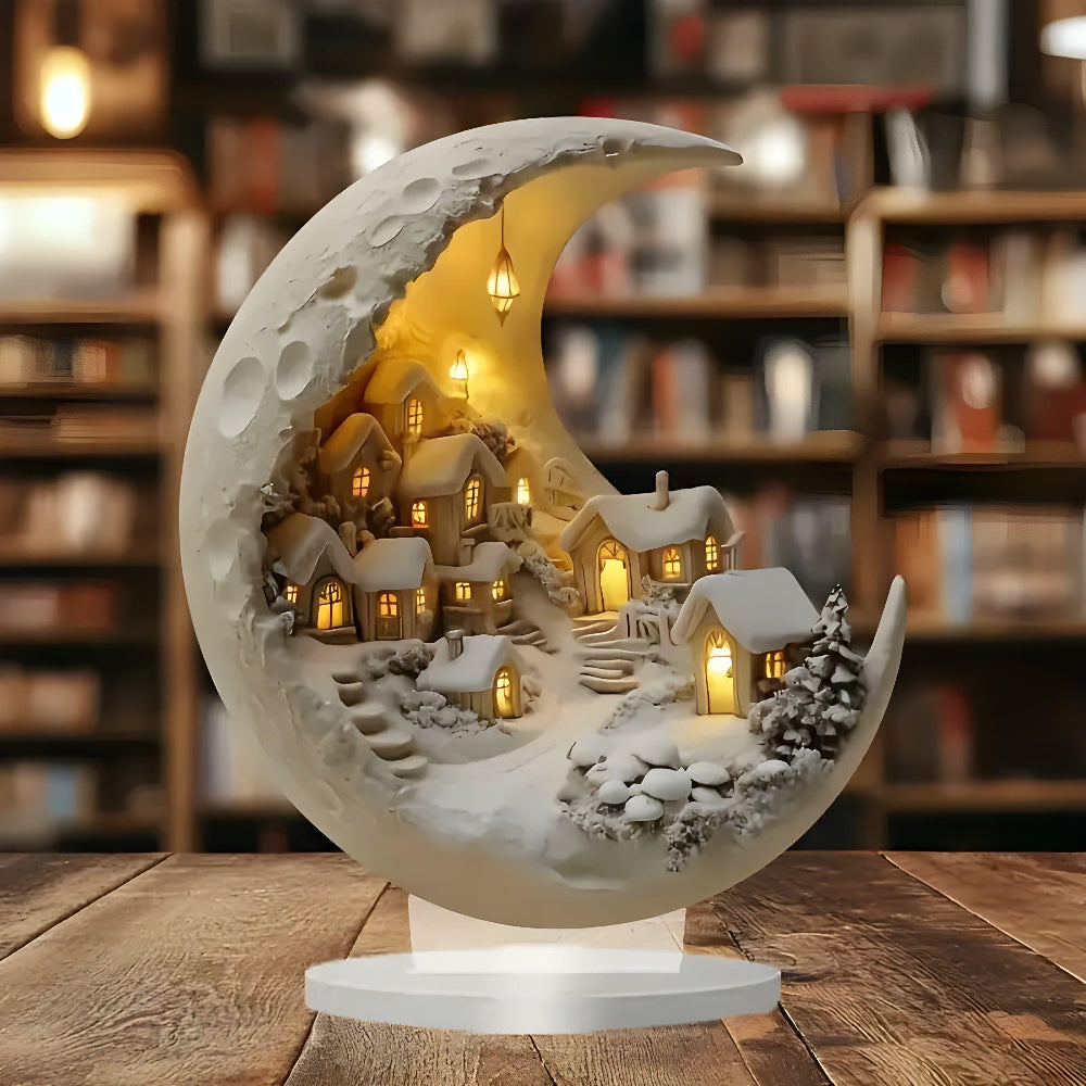 Decorative Acrylic Moon Lamp Village Ambient Home Light