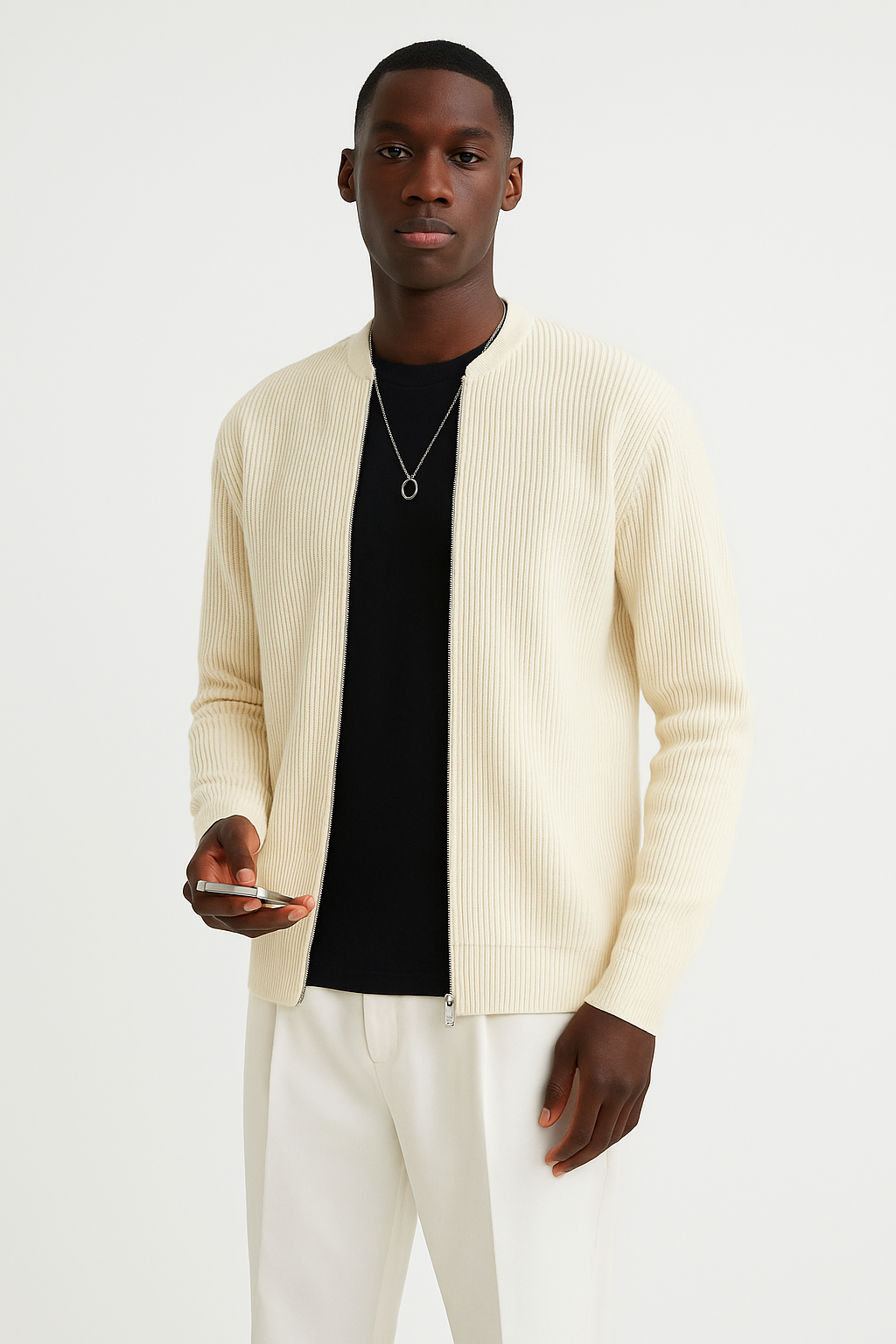 Image of Derrick | Men's Zip Up Ribbed Cardigan
