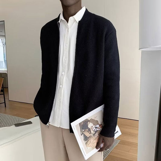 Image of Derrick | Men's Zip Up Ribbed Cardigan