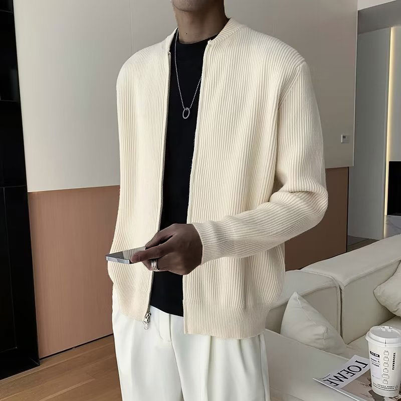 Image of Derrick | Men's Zip Up Ribbed Cardigan