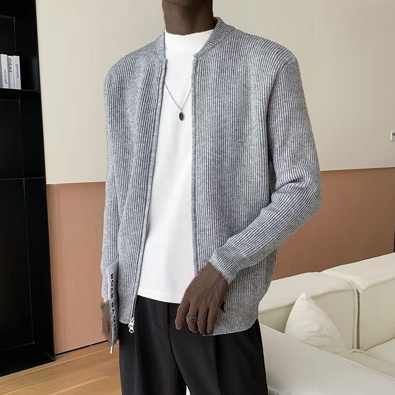 Image of Derrick | Men's Zip Up Ribbed Cardigan