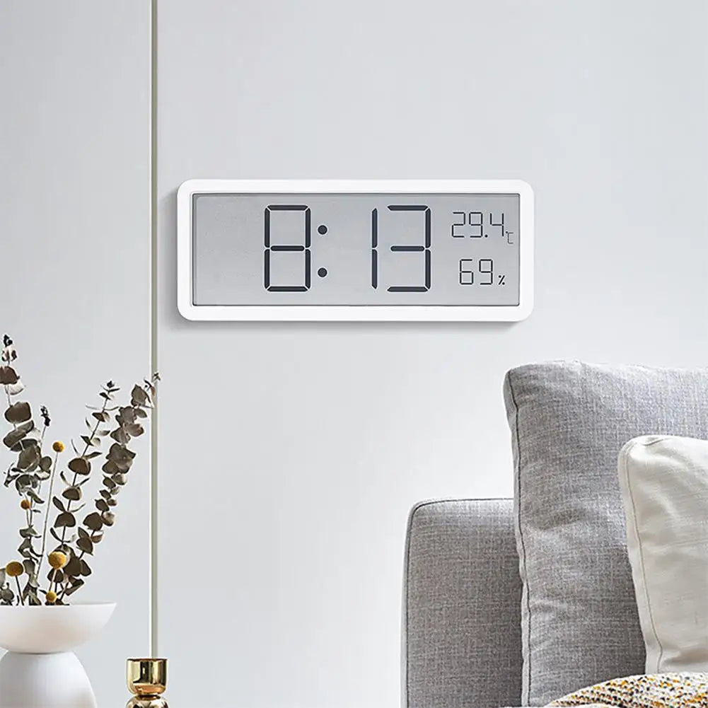Digital Wall Clock with Display – Modern Wall Clock for Living Room, Shows Temperature and Date, Minimalist Design