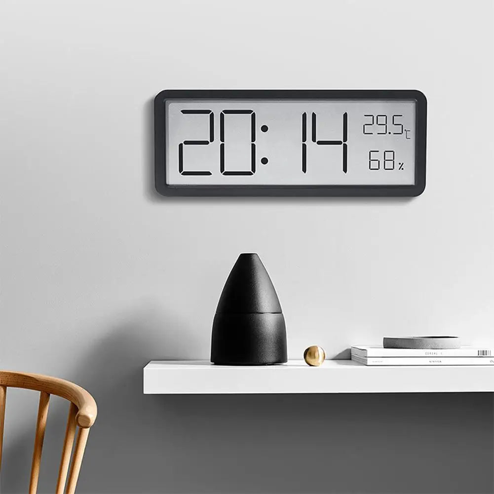 Digital Wall Clock with Display – Modern Wall Clock for Living Room, Shows Temperature and Date, Minimalist Design