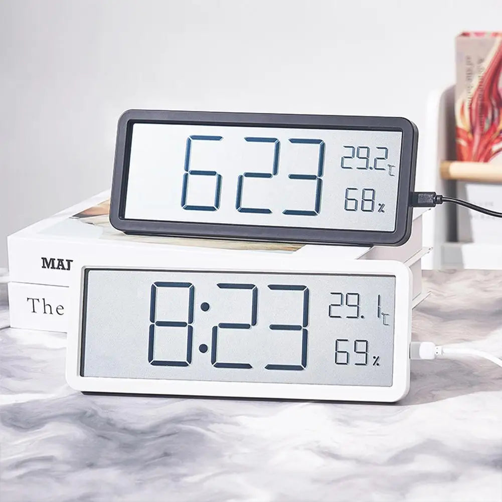 Digital Wall Clock with Display – Modern Wall Clock for Living Room, Shows Temperature and Date, Minimalist Design