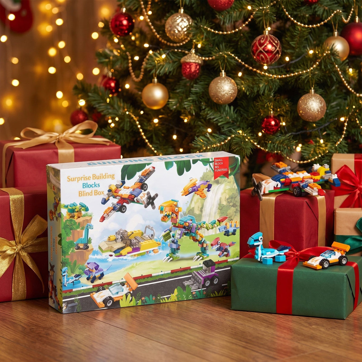 Dinosaur and Vehicle Brick Advent Calendar for Kids, 24 Builds with Big T. Rex