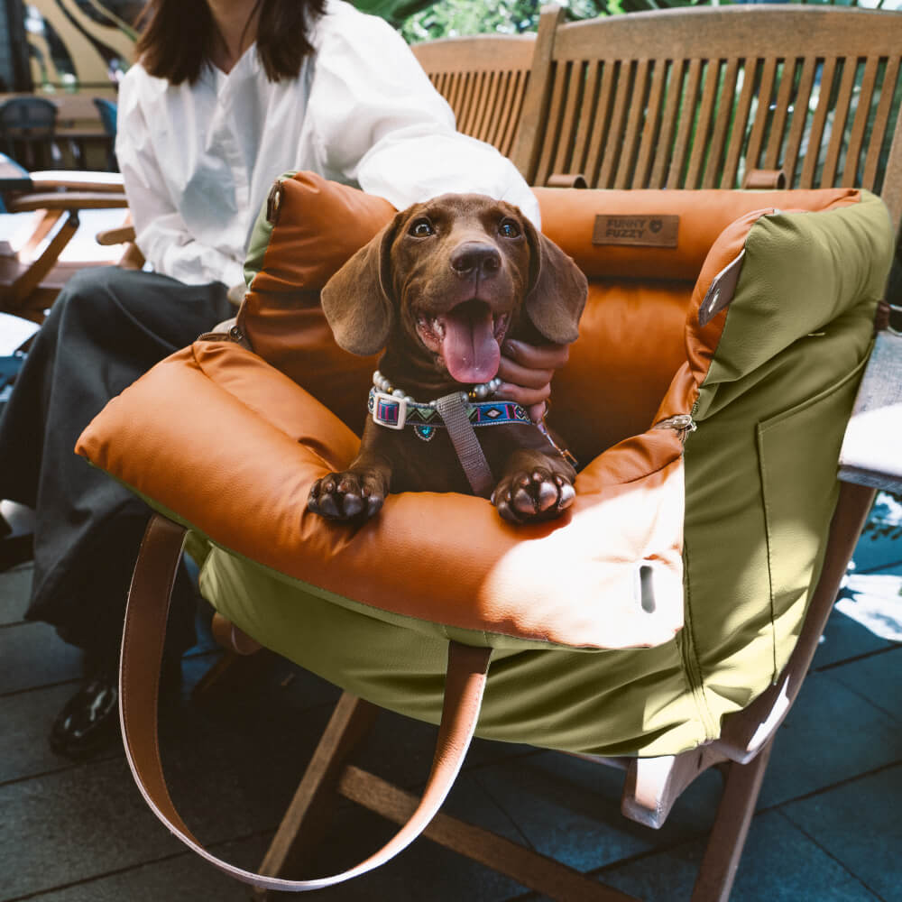 Dog Car Seat in Faux Leather - Safety & Style