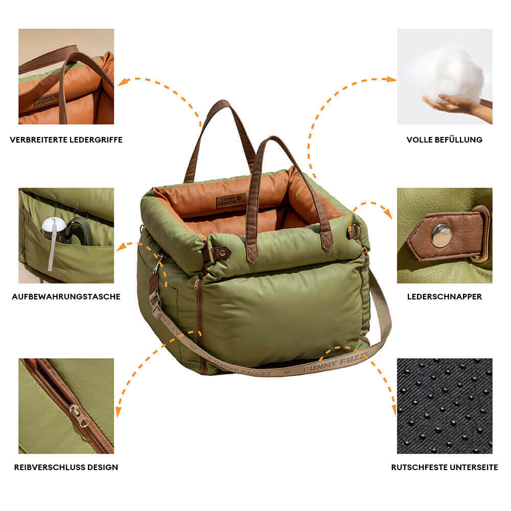 Dog Car Seat in Faux Leather - Safety & Style