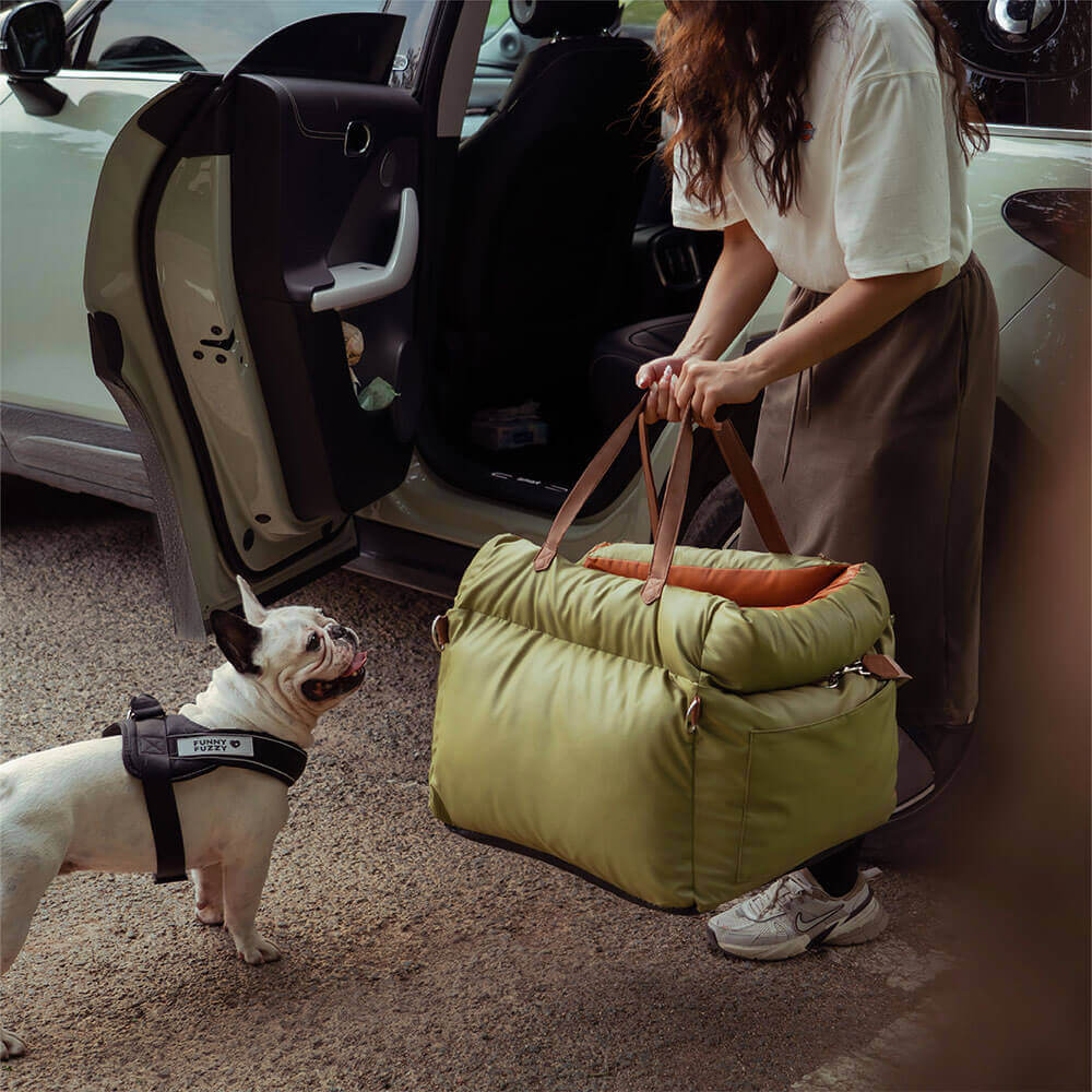 Dog Car Seat in Faux Leather - Safety & Style