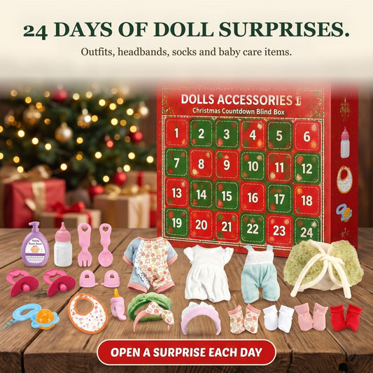 Doll Accessories Advent Calendar, 24 Days of Doll Outfits and Baby Care