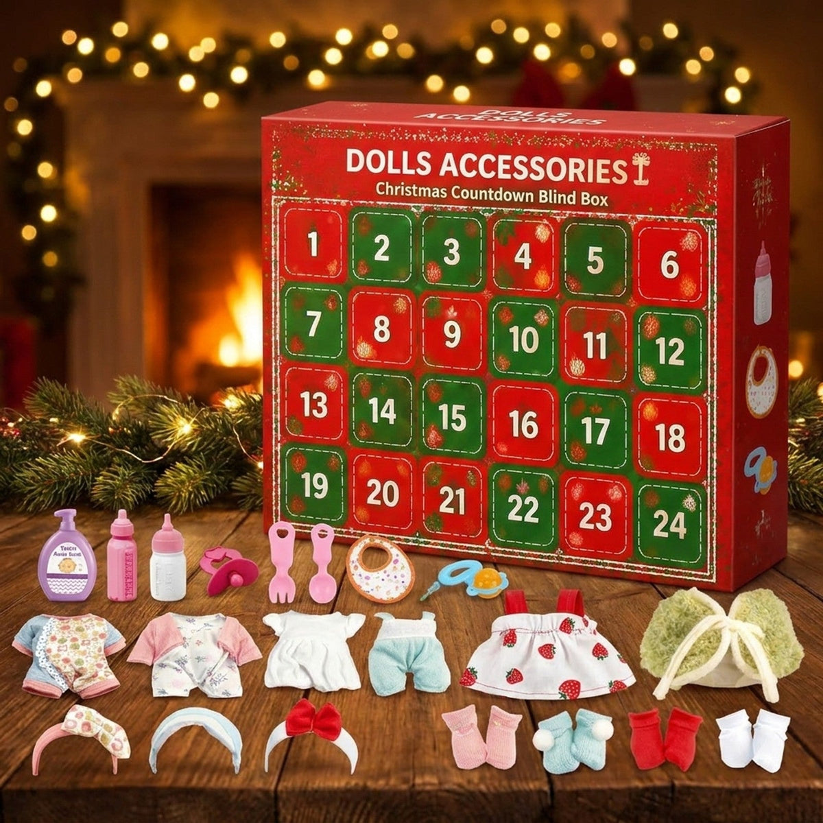 Doll Accessories Advent Calendar, 24 Days of Doll Outfits and Baby Care