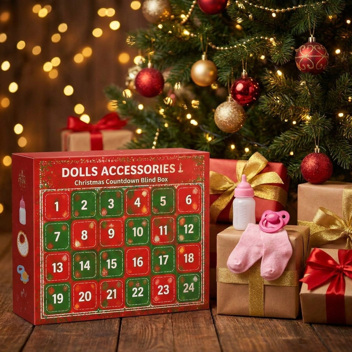 Doll Accessories Advent Calendar, 24 Days of Doll Outfits and Baby Care