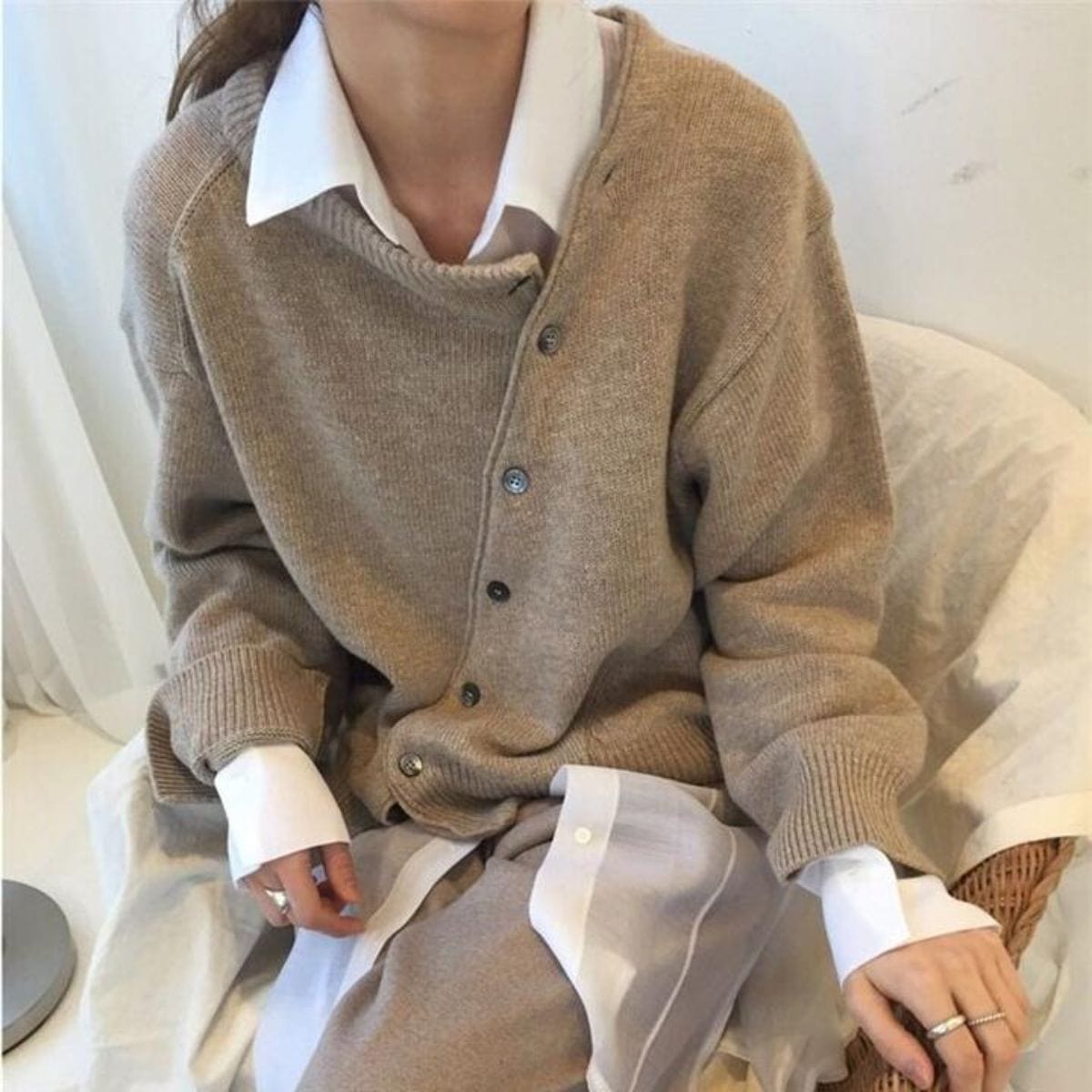 Image of Dominique | Women's Oversized Button-Front Cardigan