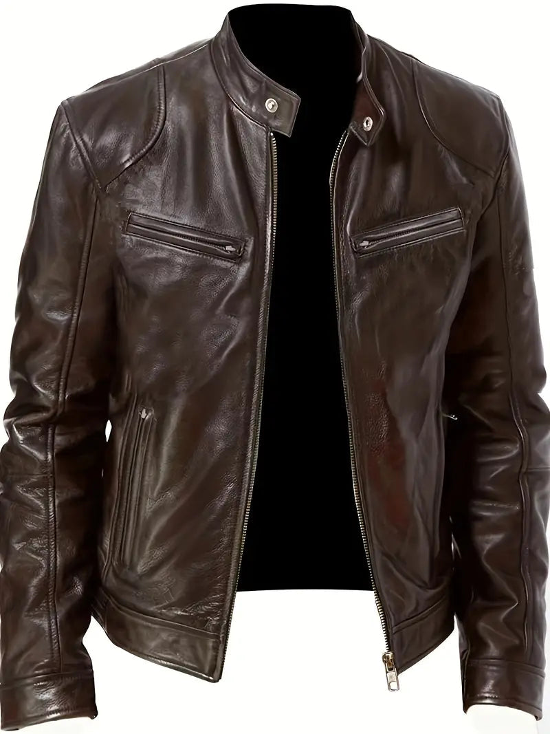 Image of Don | Men's Slim-Fit Leather Racer Jacket