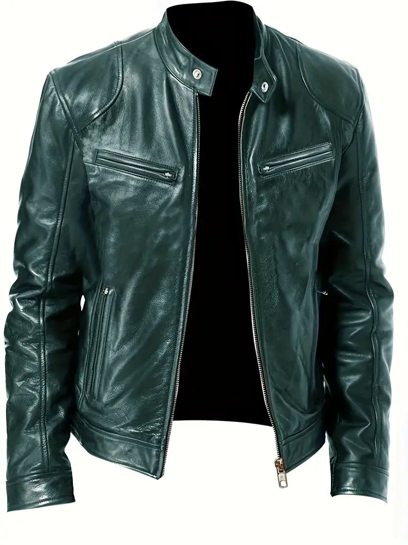 Image of Don | Men's Slim-Fit Leather Racer Jacket
