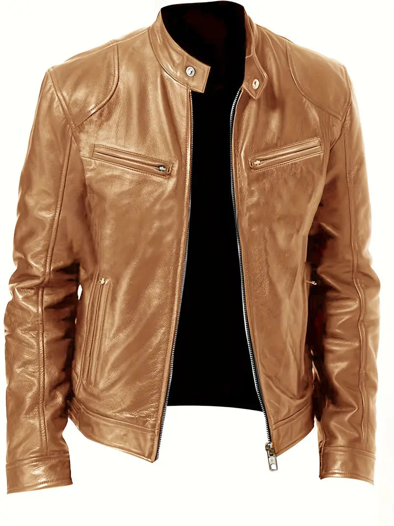 Image of Don | Men's Slim-Fit Leather Racer Jacket