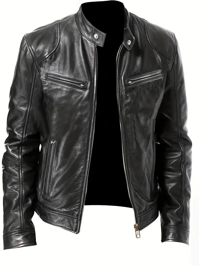 Image of Don | Men's Slim-Fit Leather Racer Jacket