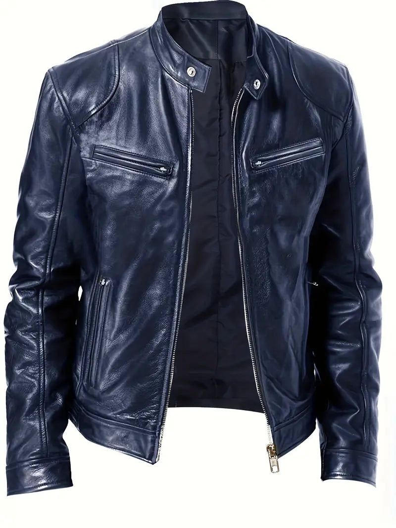 Image of Don | Men's Slim-Fit Leather Racer Jacket