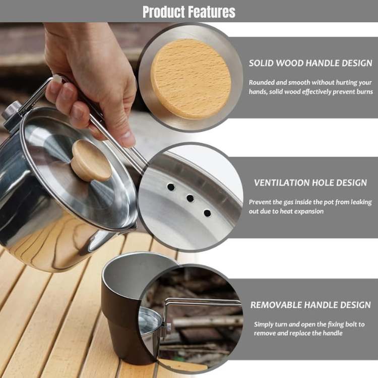 Durable Stainless Steel Camping Kettle