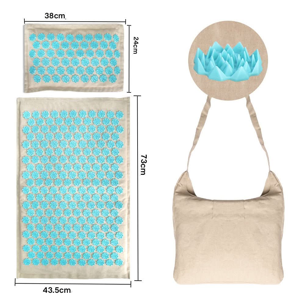 Eco-Friendly Acupressure Mat Set with Pillow – Natural Pain Relief and Relaxation, Convenient Storage Bag