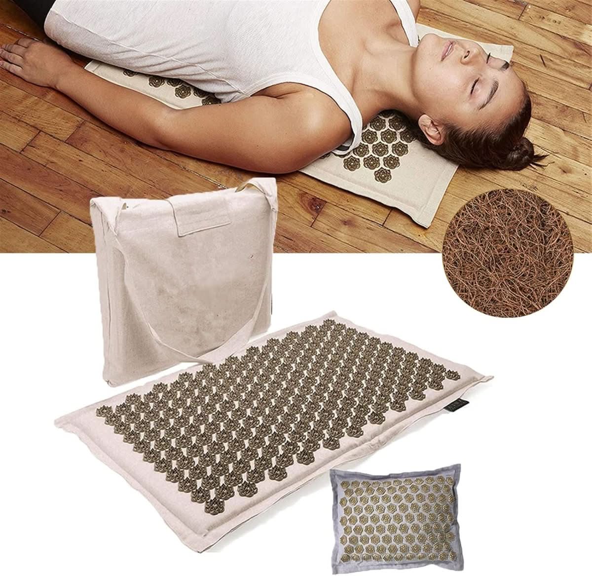 Eco-Friendly Acupressure Mat Set with Pillow – Natural Pain Relief and Relaxation, Convenient Storage Bag