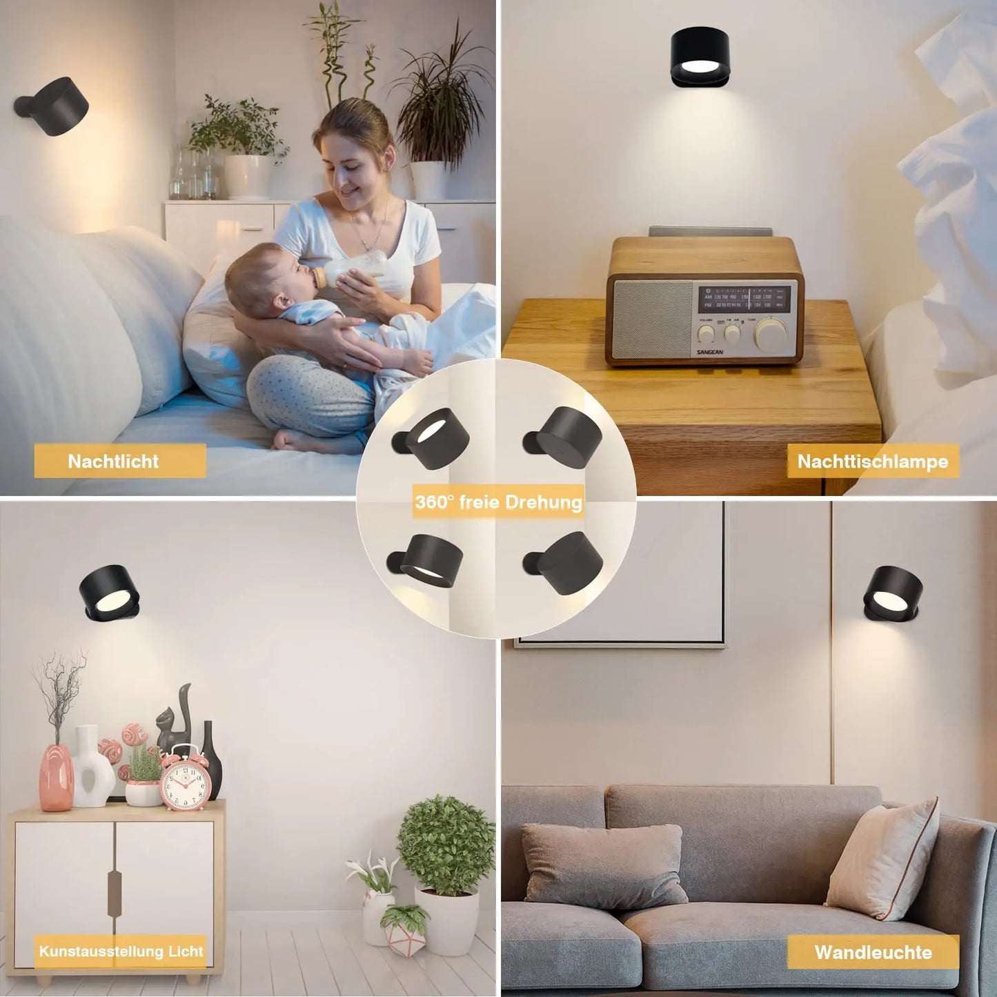 EcoLume™ 360° Wall Light - Wireless Rechargeable Wall Light