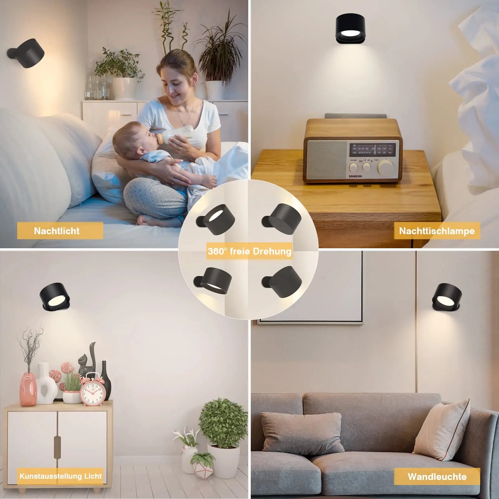 EcoLume™ 360° Wall Light - Wireless Rechargeable Wall Light
