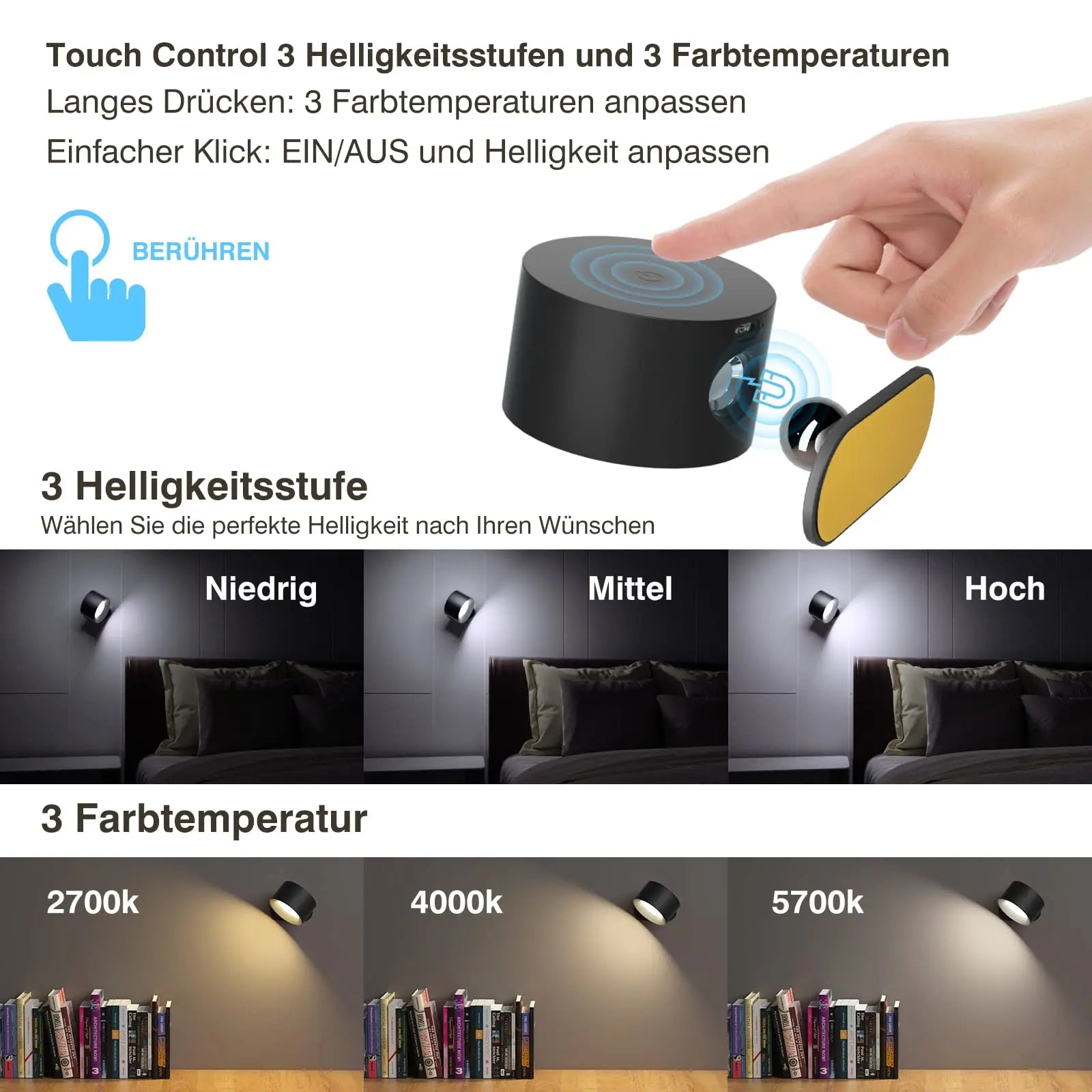 EcoLume™ 360° Wall Light - Wireless Rechargeable Wall Light