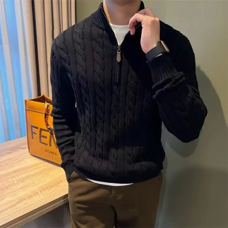 Edmund | Men's Zip-Up Cable Knit Cardigan - Image 1