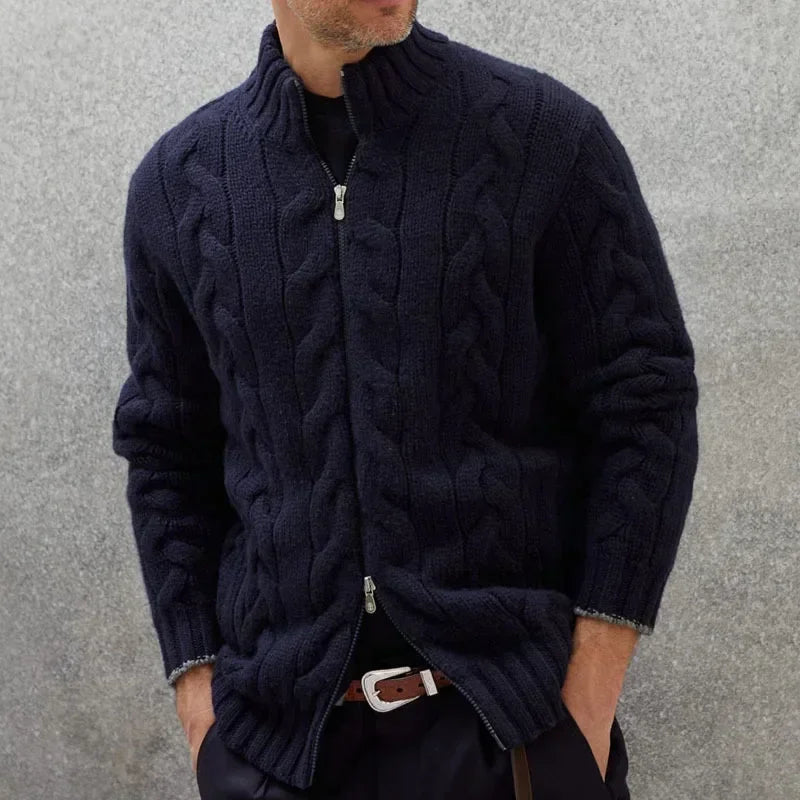 Edmund | Men's Zip-Up Cable Knit Cardigan - Image 1