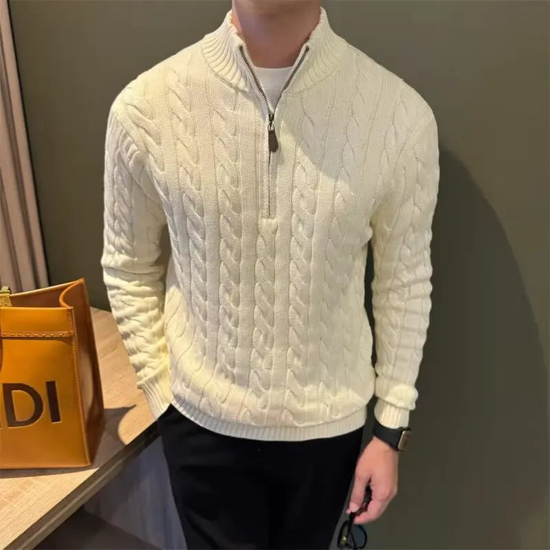 Edmund | Men's Zip-Up Cable Knit Cardigan - Image 1