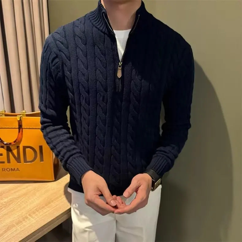 Edmund | Men's Zip-Up Cable Knit Cardigan - Image 2