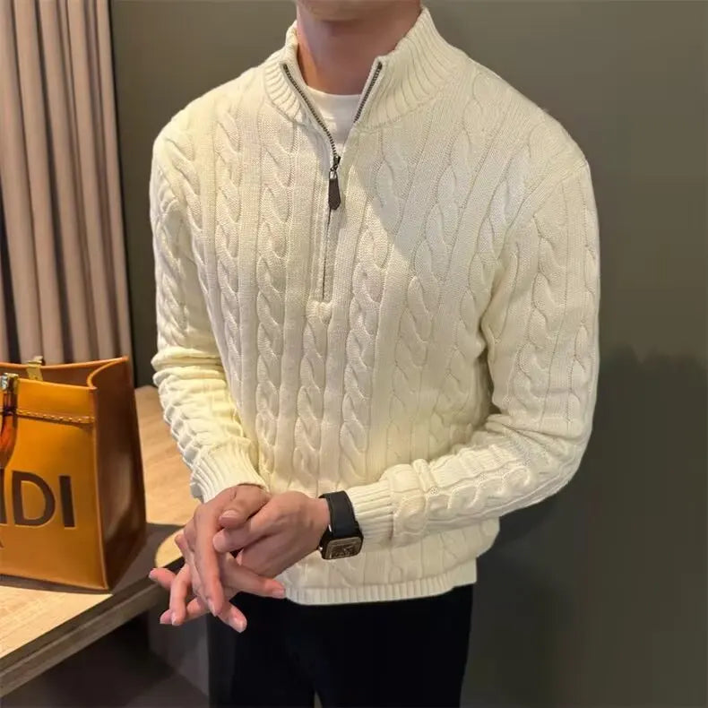 Edmund | Men's Zip-Up Cable Knit Cardigan - Image 2