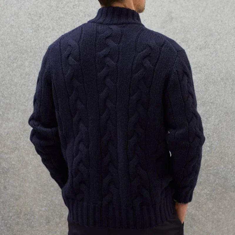 Edmund | Men's Zip-Up Cable Knit Cardigan - Image 2