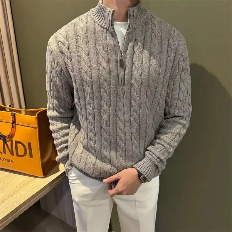 Edmund | Men's Zip-Up Cable Knit Cardigan - Image 2