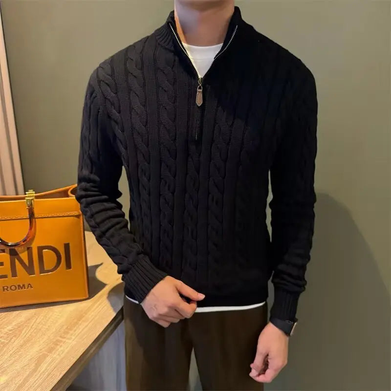 Edmund | Men's Zip-Up Cable Knit Cardigan - Image 2