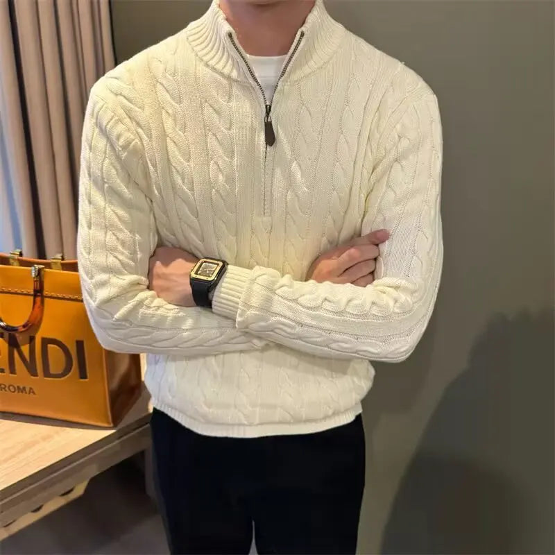 Edmund | Men's Zip-Up Cable Knit Cardigan - Image 3